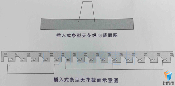 插入式条型天花截面示意图